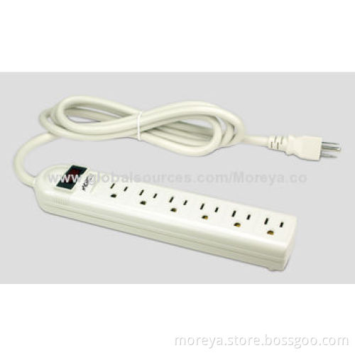 US Power Strip with 6 Socket Outlets, 1.8m Extension Cord, Surge/Overload Protector